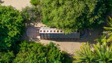 Orchid Pavilion as soon from above with its timber structure